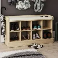 Keswick Shoe Storage Bench with Cushion - Oak