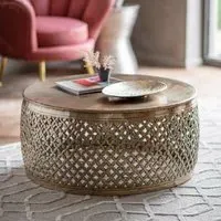 Khaliah Round Coffee Table - Light Gold, Metal