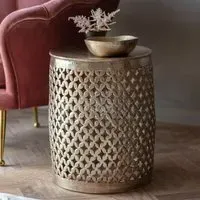 Khaliah Round Side Table - Light Gold, Metal