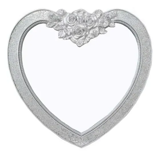 Kiara Heart Shape Wall Mirror - Silver, Mosaic Frame