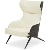 Kievy Wingback Armchair - Ivory, Faux Leather