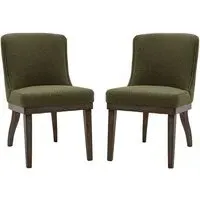 Kigali Dining Chairs in Pair - Moss Green, Oak