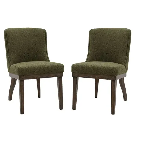 Kigali Dining Chairs in Pair - Moss Green, Oak