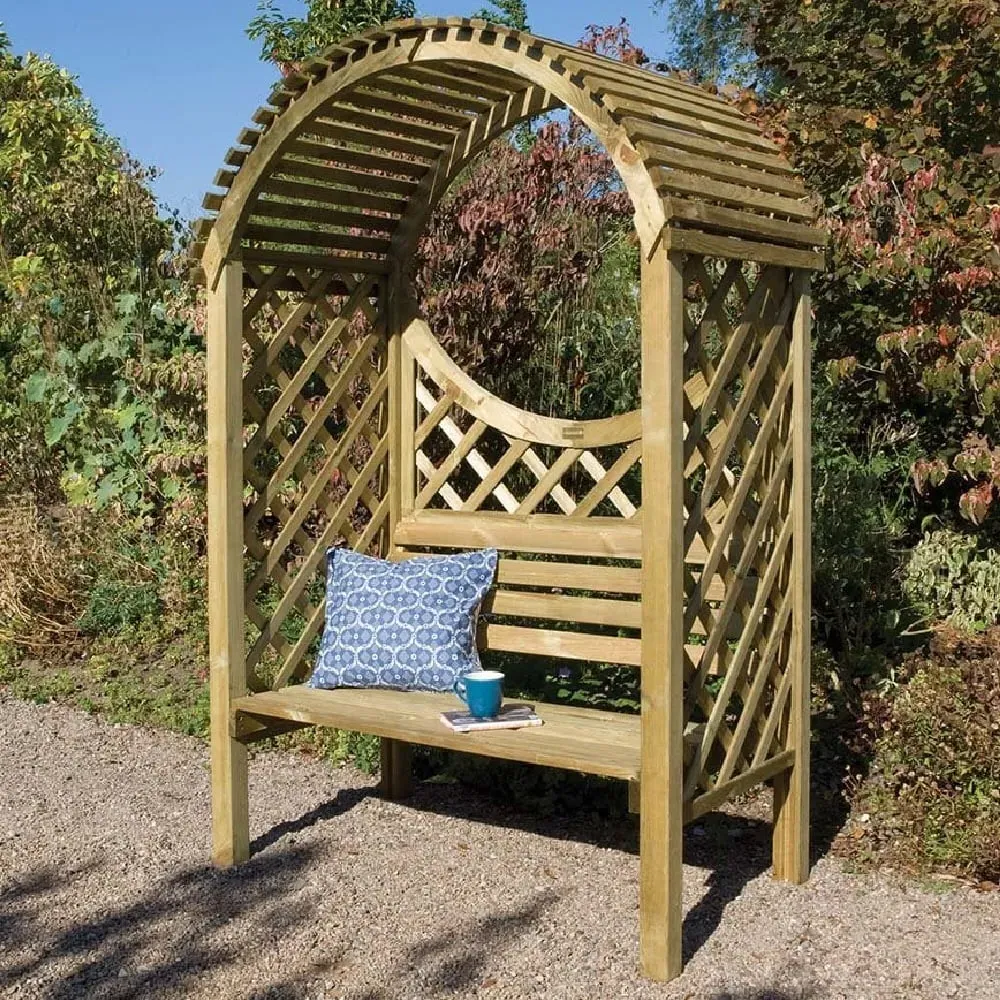 Kilgetty Curved Garden Arbour - Natural Wood