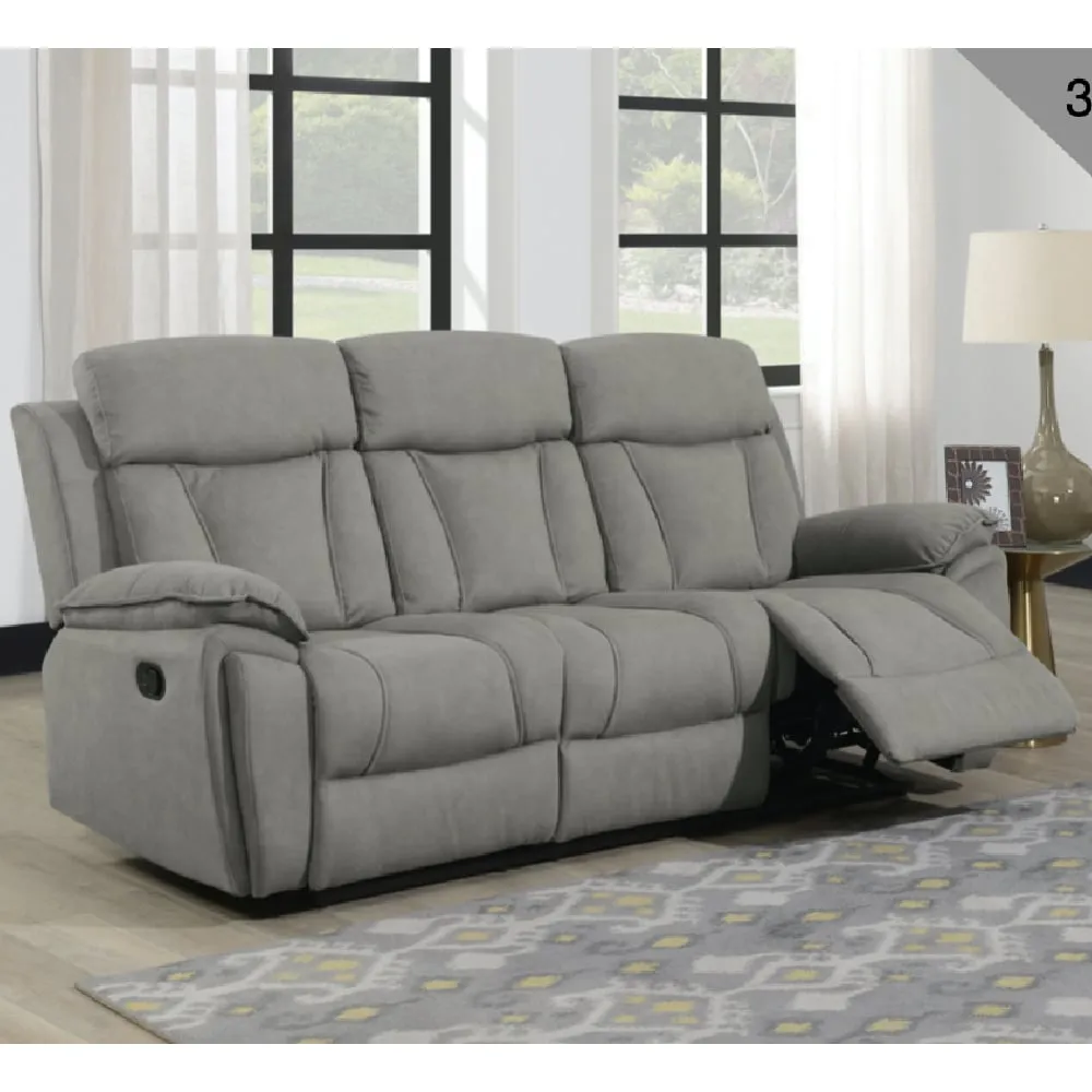 Killeen 3-Seater Recliner Sofa - Grey, Fabric