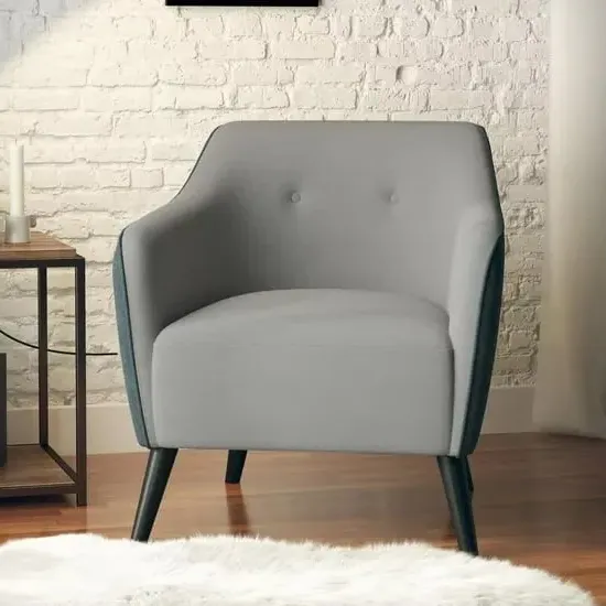Kinder Bedroom Chair with Wooden Legs - Grey, Chenille image