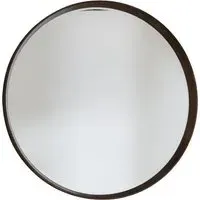 Kinder Round Small Bevelled Wall Mirror - Walnut