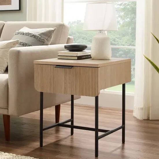 Kinder Side Table with Drawer - Natural, MDF image