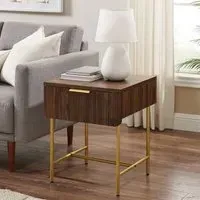 Kinder Side Table with Drawer - Walnut, MDF