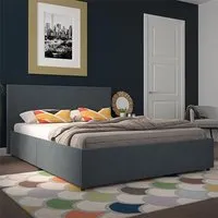 Kingston Double Bed with 4 Drawers - Navy, Fabric