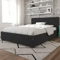 Kingston King Size Bed with 4 Drawers - Dark Grey, Fabric