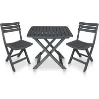Kinston 3-Piece Folding Bistro Set - Anthracite, Plastic