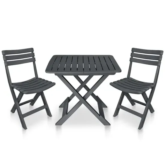 Kinston 3-Piece Folding Bistro Set - Anthracite, Plastic