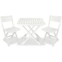 Kinston 3-Piece Folding Bistro Set - White, Plastic