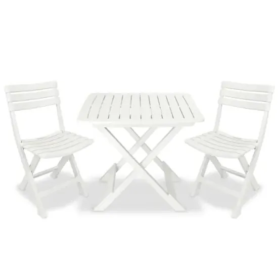 Kinston 3-Piece Folding Bistro Set - White, Plastic