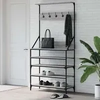 Kinston Clothes Rack with Shoe Storage - Grey Oak