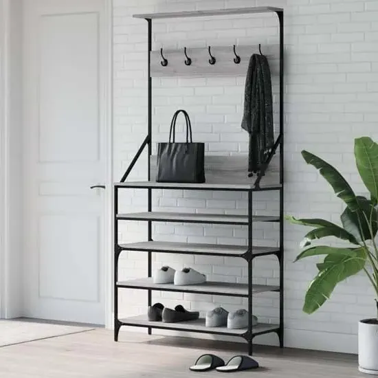 Kinston Clothes Rack with Shoe Storage - Grey Oak