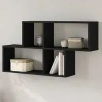 Kinston Wall Shelf with 4 Shelves - Black, Engineered Wood