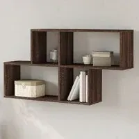Kinston Wall Shelf with 4 Shelves - Brown, Engineered Wood