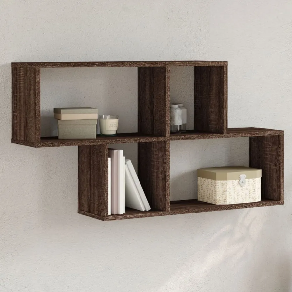 Kinston Wall Shelf with 4 Shelves - Brown, Engineered Wood