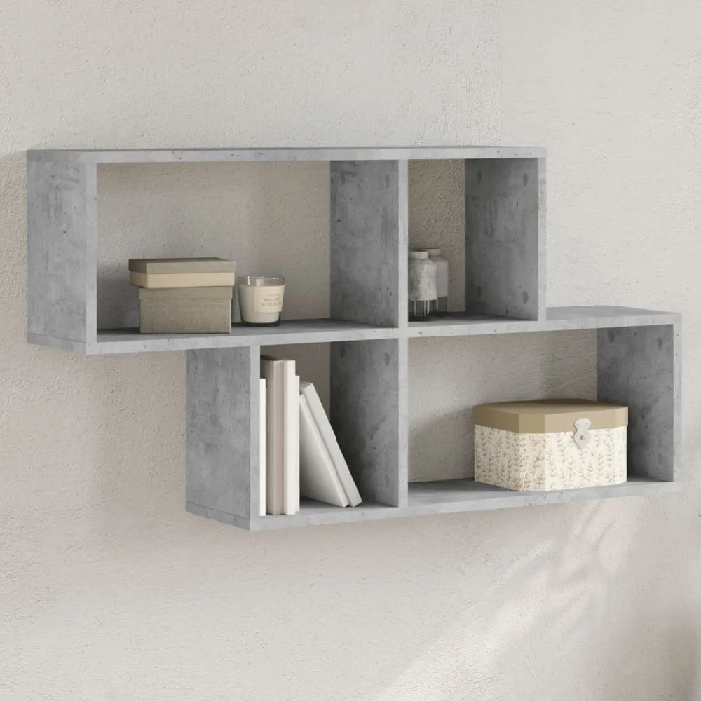 Kinston Wall Shelf with 4 Shelves - Grey, Engineered Wood image