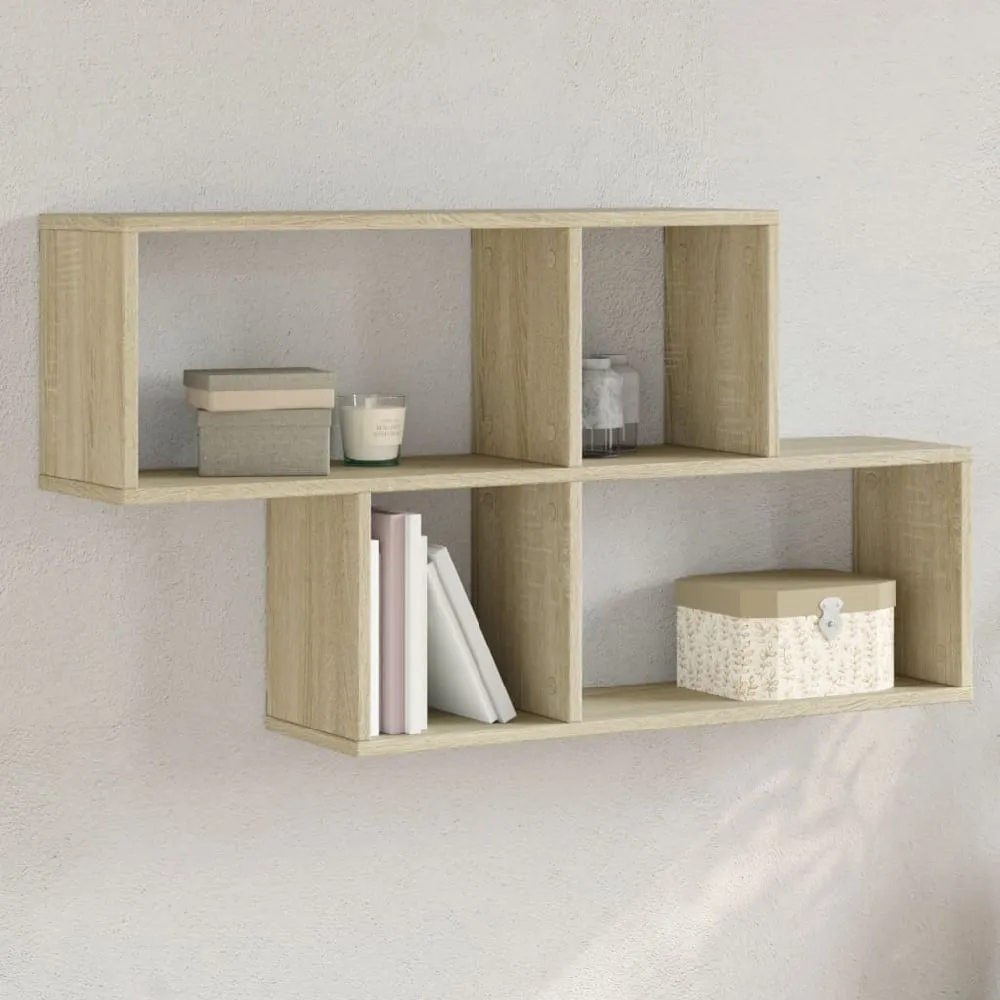 Kinston Wall Shelf with 4 Shelves - Sonoma Oak, Engineered Wood