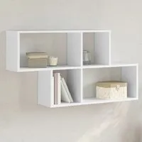 Kinston Wall Shelf with 4 Shelves - White, Engineered Wood