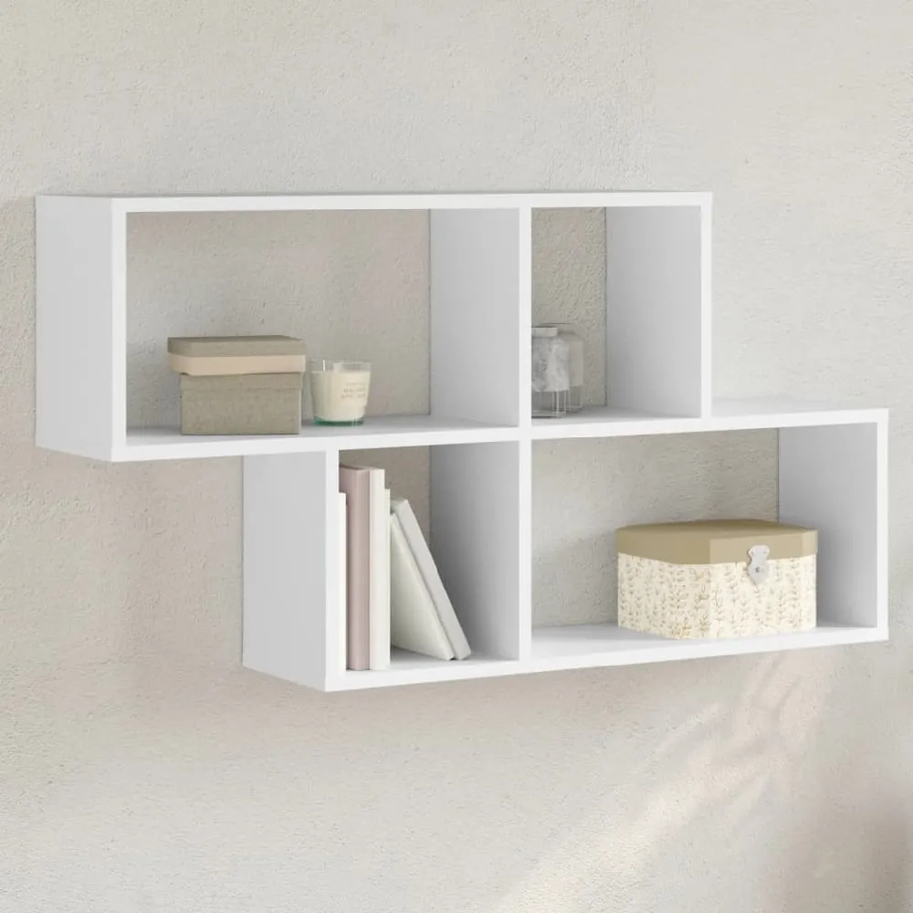 Kinston Wall Shelf with 4 Shelves - White, Engineered Wood