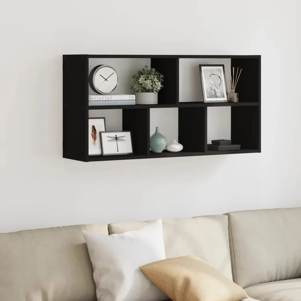 Kinston Wall Shelf with 5 Shelves - Black, Engineered Wood
