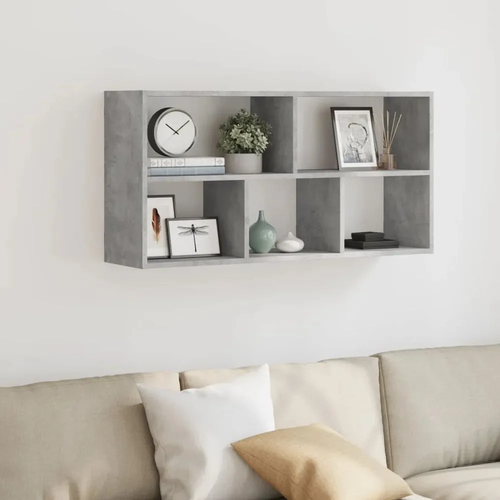 Kinston Wall Shelf with 5 Shelves - Concrete Grey, Engineered Wood