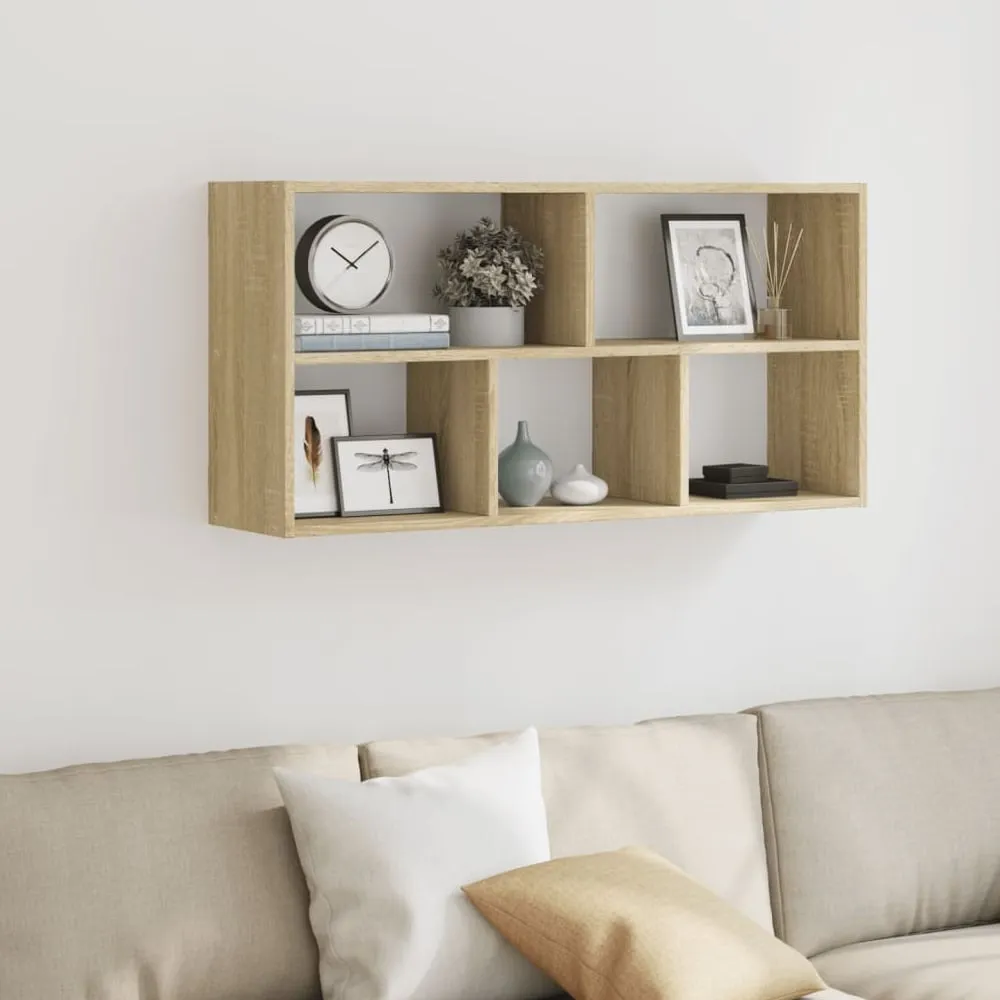 Kinston Wall Shelf with 5 Shelves - Sonoma Oak, Engineered Wood