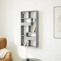 Kinston Wall Shelf with 8 Shelves - Concrete Grey, Engineered Wood