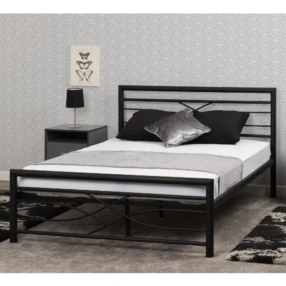 Kira Metal King Size Bed Frame - Black