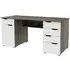 Kirkham Laptop Desk with 5 Drawers - Dark Oak, White
