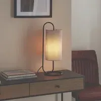 Kirkland Cylindrical Table Lamp - Grey, Fabric