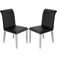 Kirkland Dining Chairs Pair - Black, Faux Leather