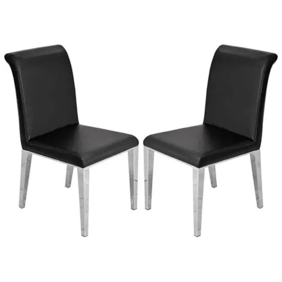 Kirkland Dining Chairs Pair - Black, Faux Leather image