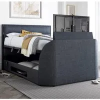 Kirkland Double Ottoman TV Bed with Storage - Slate, Fabric