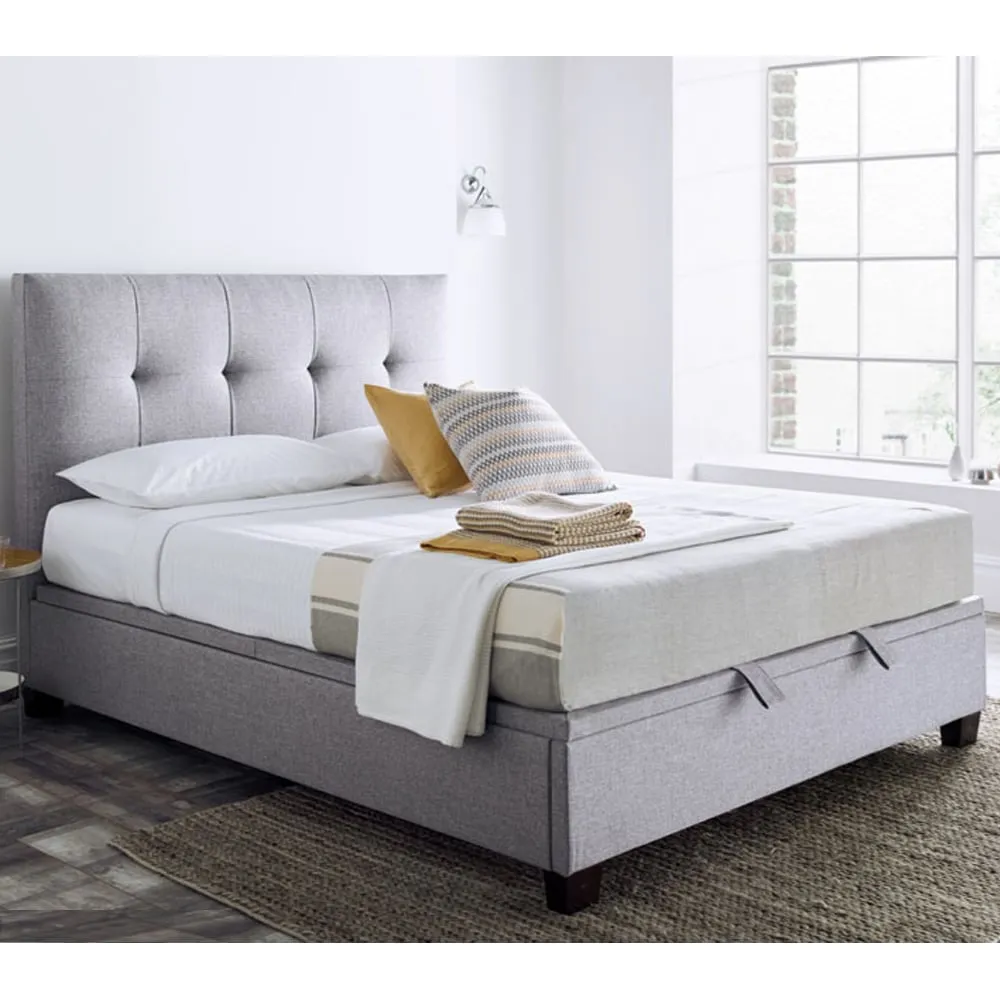 Kirkland King Size Ottoman Bed with Storage - Grey, Fabric image