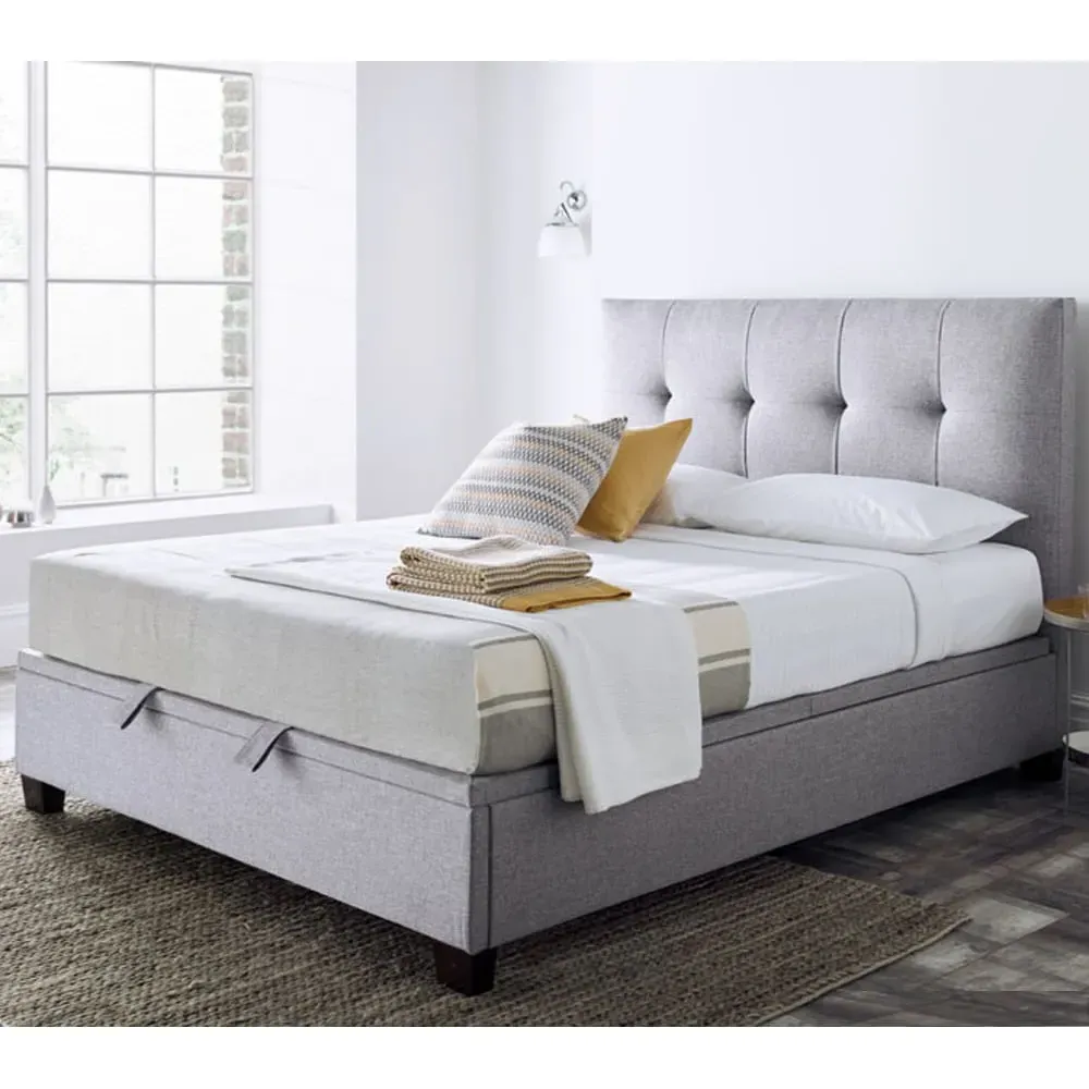 Kirkland Super King Ottoman Bed with Storage - Grey, Fabric