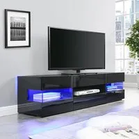 Kirsten High Gloss TV Stand with LED Lighting - Black