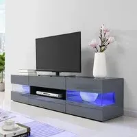 Kirsten High Gloss TV Stand with LED Lighting - Grey