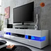 Kirsten High Gloss TV Stand with LED Lighting - White