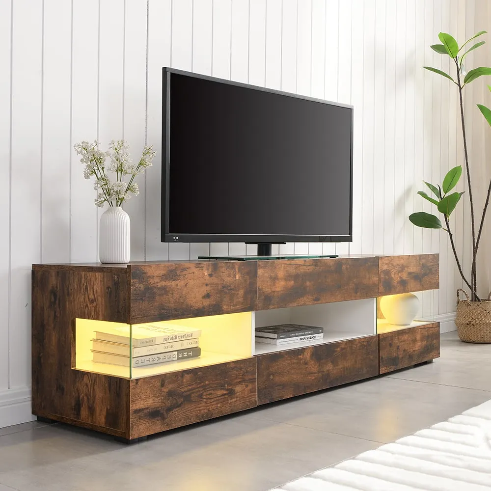 Kirsten TV Stand with LED Lighting - Rustic Oak