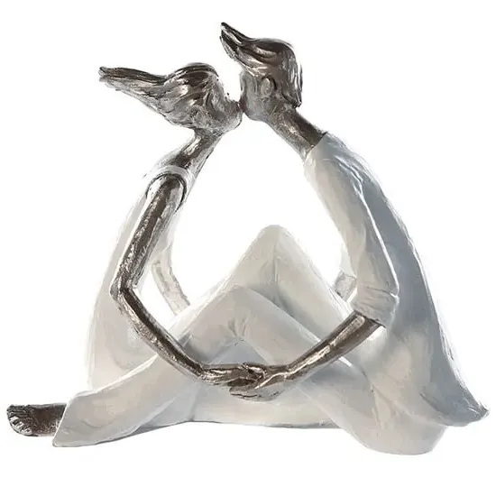 Kiss Me Sculpture - Silver, Poly product