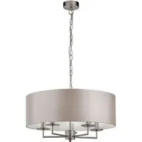 Knightsbridge 5 Pendant Light with Silk Shade - Silver