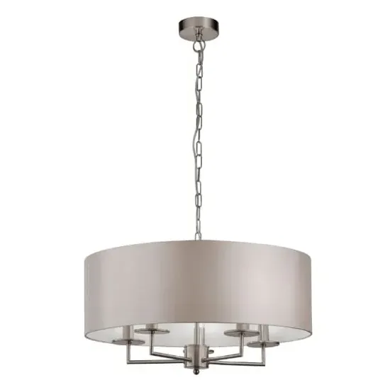 Knightsbridge 5 Pendant Light with Silk Shade - Silver image