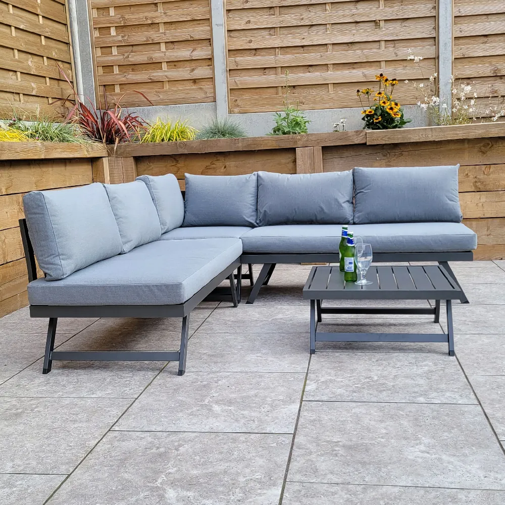 Knoxville Corner Garden Sofa Set with Coffee Table - Grey image