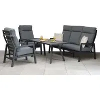 Knoxville Garden Sofa Dining Set with Reclining Chairs - Grey