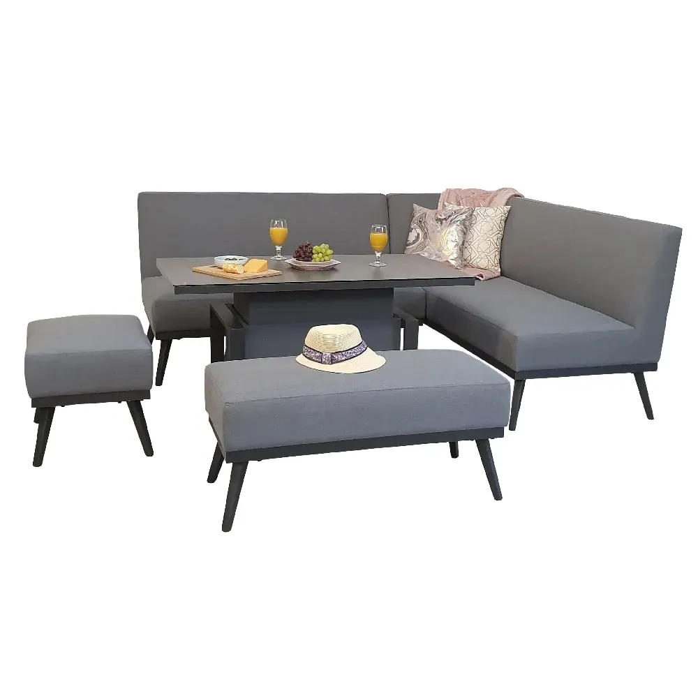 Knoxville Garden Sofa Set with Gas Lift Table - Grey